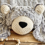 Large Grey Frosted Minky Bear Rug