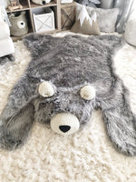 Extra Large Grey Grizzly Bear Rug