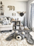 Extra Large Grey Grizzly Bear Rug